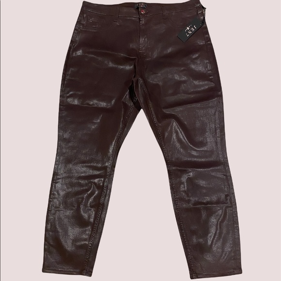Jen7 by 7 For All Mankind High-Rise Brown Shiny Coated Ankle Skinny Jeans 16 NWT - Picture 6 of 11